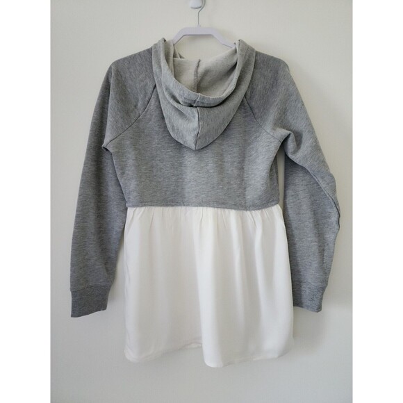 NWT Motherhood Maternity Hooded Sweatshirt Grey Cream Skirted Long Sleeve Size M - Picture 2 of 8